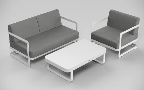 Комплект садовой мебели Виллино светло - серая, алюминий/стекло Gardenini LVLN.020400.S2