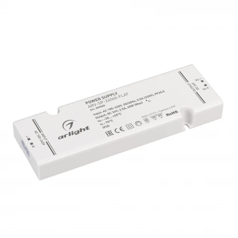 Блок питания ARV-SP-24060-FLAT (24V, 2.5A, 60W) (Arlight, IP20 Пластик) 059050