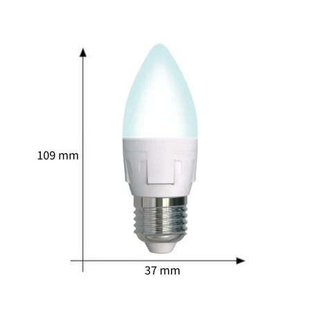 Лампочка светодиодная свеча белая E27 7W 4000K Uniel LED-C37 7W/4000K/E27/FR/DIM PLP01WH