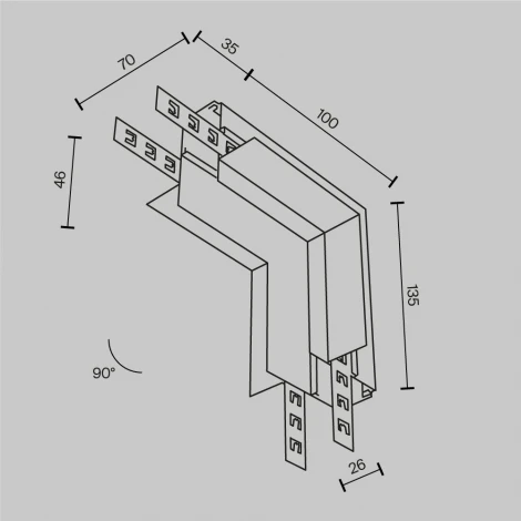 Соединитель угловой для магнитного шинопровода Maytoni Accessories for tracks Exility TRA034ICL-42.12B
