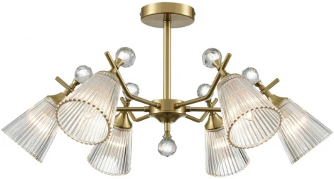 Потолочная люстра на штанге Lumion Aurica 8046/6C латунь/прозрачное стекло Е14 6*40W 220V