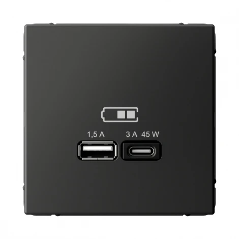 Розетка с быстрой зарядкой USB Type A+С 45Вт (базальт) Systeme Electric GAL001429