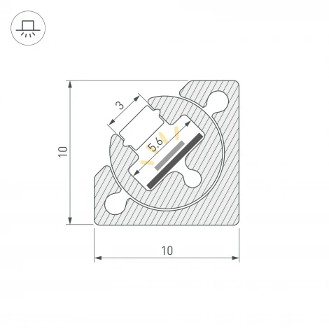 Профиль с экраном SL-KANT-H10-ROTATE-2000 CHAMPAGNE GOLD (Arlight, Алюминий+пластик) 055323