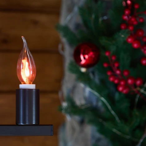 Лампочка светодиодная свеча на ветру желтая E14 3W Uniel IL-N-CW35-3/RED-FLAME/E14/CL