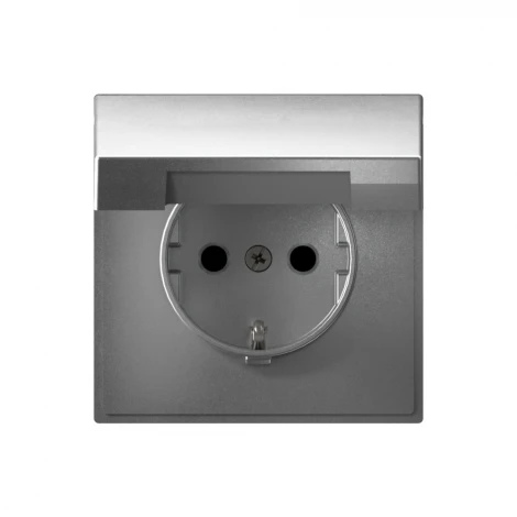 Розетка с заземлением, шторками и крышкой (алюминий) Systeme Electric GAL000346S