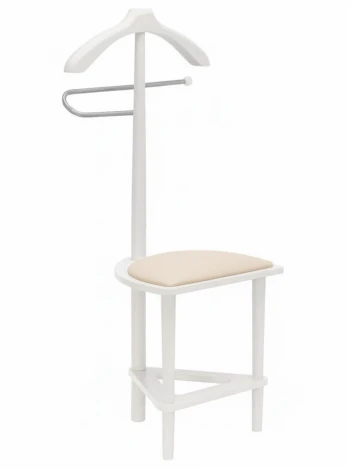 *Вешалка костюмная с сиденьем В 26Н белый/экокожа бежевый Mebelik 007820