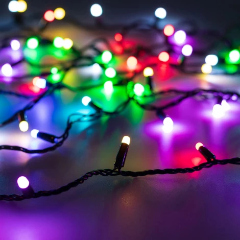 Светодиодная гирлянда ARD-STRING-CLASSIC-10000-BLACK-100LED-MILK-SYNC RGB (230V, 6.5W, RF ПДУ, 1000) (Ardecoled, IP65) 064845