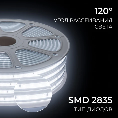 Комплект светодиодной ленты 220В 10Вт/м 600Лм/м 6500К SMD2835 120д/м 13,5х7мм, 15м, IP65 с аксессуарами Apeyron 10-145