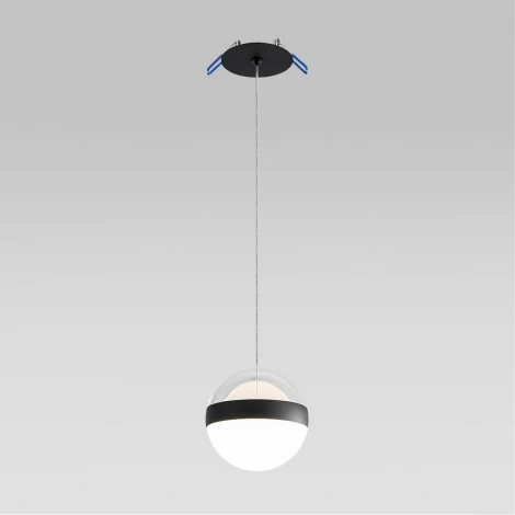 Подвесной светильник Odeon Light Roni 5075/12L черный/прозрачн./молочный/металл/акрил LED 12W 4000K 600лм (220V, на проводе, шар)