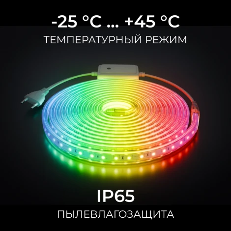 Комплект светодиодной ленты 220В 12Вт/м RGB, SMD5050 60д/м 16х8мм, 5м IP65 с аксессуарами Apeyron 10-146