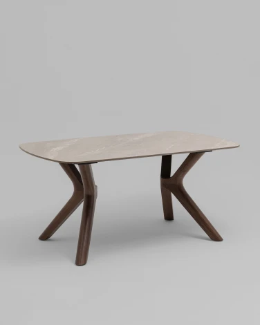 Стол обеденный Weatte 160х100 см керамика мокко мрамор шпон ореха Stool Group УТ000042607