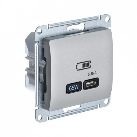 Розетка с быстрой зарядкой USB Type-C 65Вт (платина) Systeme Electric Glossa GSL001227