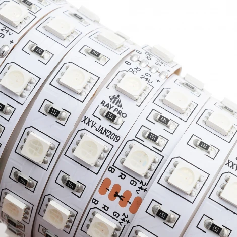 Светодиодная лента 24В 14,4Вт/м SMD5050 60д/м IP20 подложка 10мм, 5м RGB Apeyron 00-310