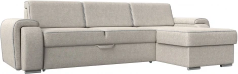 Диван угловой Лига-025 правый угол (Бежевый,Серый/Рогожка) Лига Диванов арт.120520