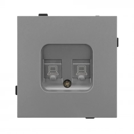 Механизм компьютерной розетки двойной SCT-TENDO-MPC2-PL-GR (RJ-45, CAT6) (Arlight, Графитовый) 054102
