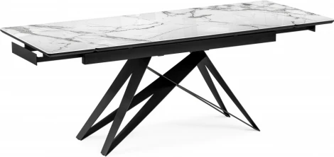 Кухонный стол Notta Блэкберн 140(200)х80х75 белый мрамор / черный (Стекло) арт.553571