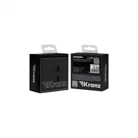 Розетка компьютерная двойная RJ45+RJ45 кат6 с/у антрацит Kranz Strong KR-78-0725-5