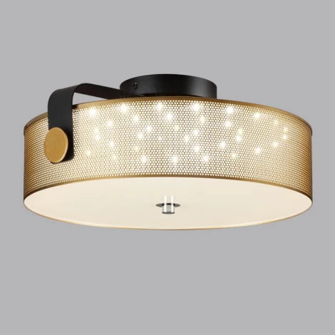 Потолочный светильник круглый Lumion Drumy 6597/40L черный, античная латунь/античная латунь металл/металл, стеклоLED 40W 4000К 220V (круглые)