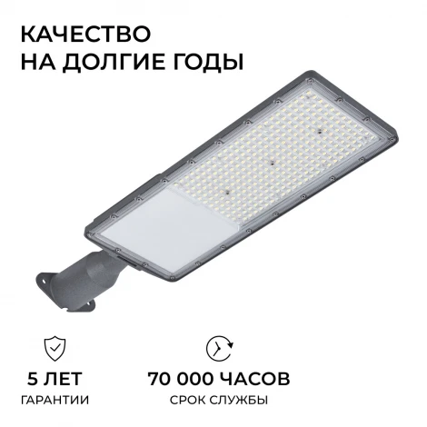 Уличный консольный светильник светодиодный с регулировкой наклона 200Вт 24000лм 5000К КСС "Ш" серый Apeyron 29-17