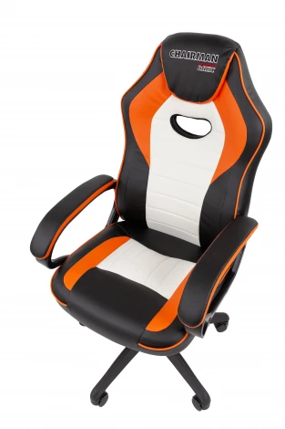 Кресло Chairman game 16 Россия экокожа черный/оранжевый/белый 7213481