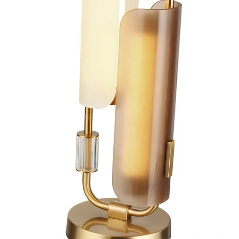 Настольная лампа Odeon Light Lion 5467/10TL белый/коричневый/античная бронза/металл/стекло/декор металл LED x 10W (5W*2) 3000K