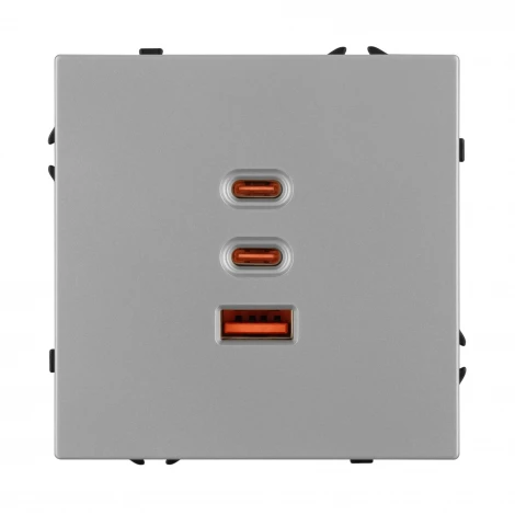 Механизм розетки с быстрой USB зарядкой ARL NOBE SCT-NOBE-MUACC-SFPL-FC-IS (65W, QC3) (Arlight,) 061838