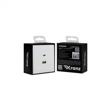 Розетка USB-A+Type-C 3А с функцией быстрой зарядки жемчуг Kranz Strong KR-78-0734-4
