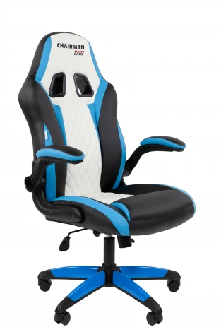 Кресло Chairman game 15 Россия экокожа черный/голубой/белый 7213475