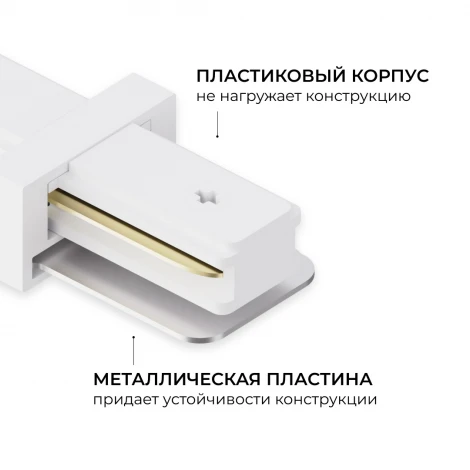 Коннектор прямой однофазный для шинопровода (арт. R45-05, R45-07) белый, пластик Apeyron 09-180
