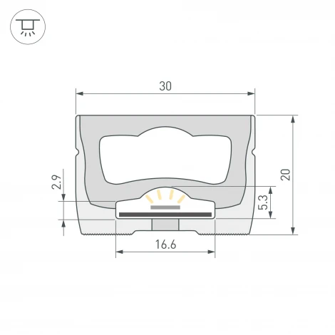 Силиконовый профиль WPH-FLEX-3020-TOP-S16-5m WHITE (Arlight, Силикон) 062408