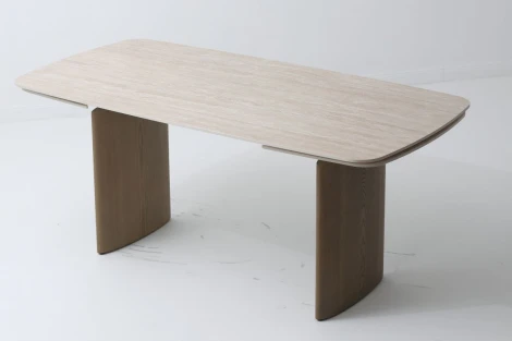 Стол КАЛВИН (CALVIN) 180 цвет ТРАВЕРТИН (MATTE ROME TRAVERTINE SOLID CERAMIC) / СЕРЫЙ ДУБ, ®DISAUR M-City 64672