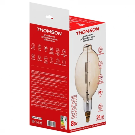 Лампочка светодиодная филаментная прозрачный шар E27 8W Thomson Filament Bt180 TH-B2173