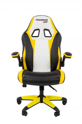 Кресло Chairman game 15 Россия экокожа черный/желтый/белый 7213474