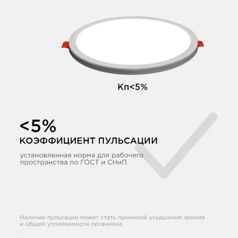 Встраиваемый светильник светодиодный с регулировкой под посадочное отверстие 15Вт 1200лм 4500К круглая, драйвер на корпусе OGM LP-08