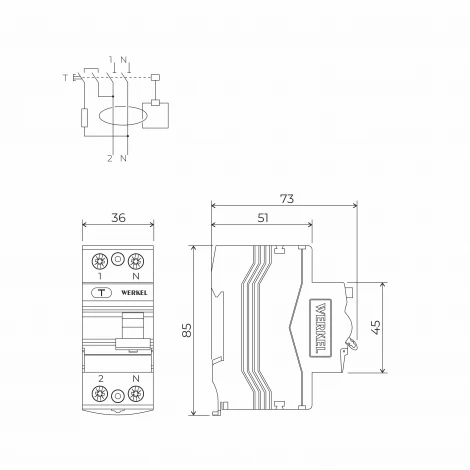 Устройство защитного отключения 1P+N 25A 30 mA type А 6 кА Werkel W812P256