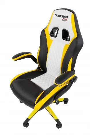 Кресло Chairman game 15 Россия экокожа черный/желтый/белый 7213474
