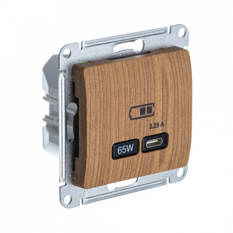 Розетка с быстрой зарядкой USB Type-C 65Вт (дуб) Systeme Electric Glossa GSL000527