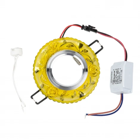 Встраиваемый точечный светильник Fametto Luciole DLS-L150 GU5.3 GLASSY/YELLOW (220V, круглые, розы)