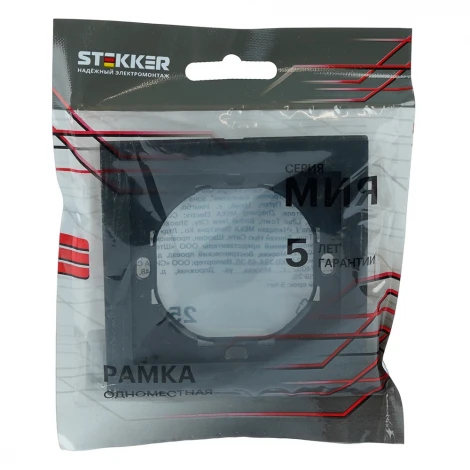 Рамка 1-местная PFR00-3001-05 черный бархат Stekker Мия 50461