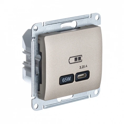 Розетка с быстрой зарядкой USB Type-C 65Вт (титан) Systeme Electric Glossa GSL000427