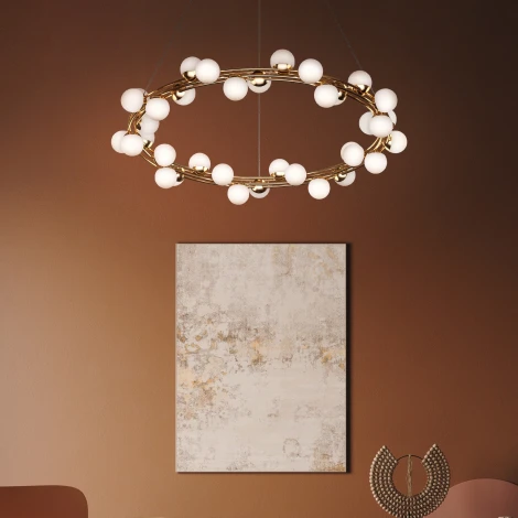 Подвесной светильник Maytoni Tessara MOD081PL-L50G3K (LED, 220V, на тросе, шарики, кольцо)