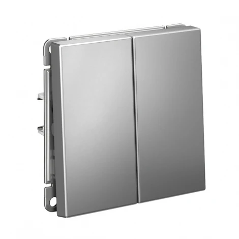 Переключатель двухклавишный (сталь) Systeme Electric GAL000965S