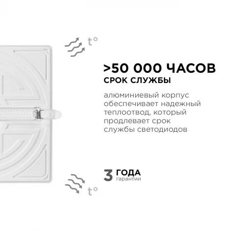 Встраиваемый светодиодный светильник безрамочный 32Вт (24Вт+8Вт) 2720Лм 4000К IP20 квадрат, 3 режима свечения, регулировка под посадочное отверстие 55-205мм, ал. корпус Apeyron 06-119