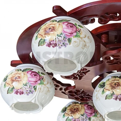 Потолочная люстра N-Light 6256 6256-6+1 красное дерево