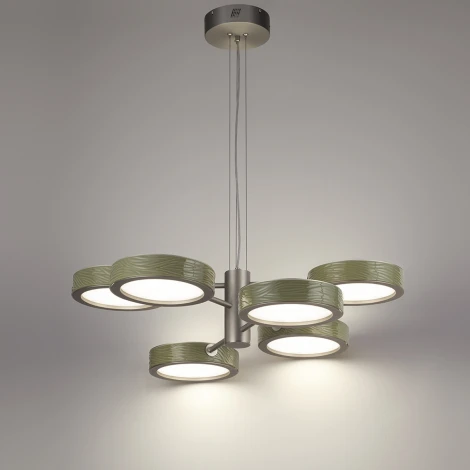 Подвесна люстра светодиодная Odeon Light Riviera 5451/99LA зеленый/никель/металл/керамика/акрил LED 99W 2000К/3000K/4000K