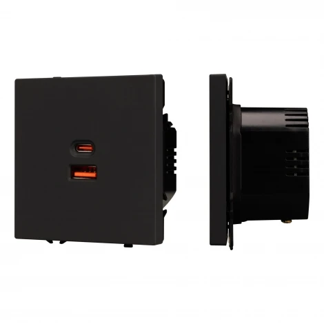 Розетка тип A+C софт-тач черный оникс ARL NOBE USB SCT-MUAC-SFPL-FC-BK (65W, QC3) (Arlight,) 054317(1)