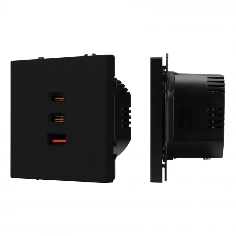 Механизм розетки с быстрой USB зарядкой ARL NOBE SCT-NOBE-MUACC-SFPL-FC-BK (65W, QC3) (Arlight,) 061834