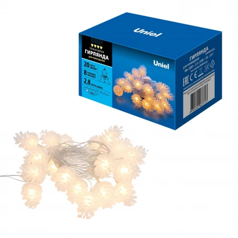 Гирлянда Uniel ULD-S0280-020/DTA WARM WHITE IP20 PINE CONES
