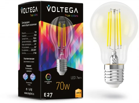 Светодиодная лампа A60 7W 3000K E27 CRI97 Voltega General purpose bulb E27 7W High CRI 7217