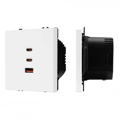 Розетка тип А+С+С софт-тач белый кварц ARL NOBE USB SCT-MUACC-SFPL-FC-WH (65W, QC3) (Arlight,) 061839(1)